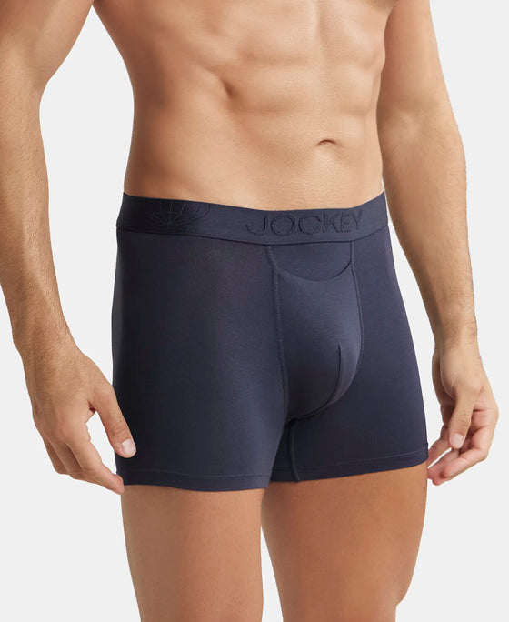 Tencel Micro Modal Cotton Elastane Stretch Solid Boxer Brief with Internal Breathable Mesh - True Navy-2