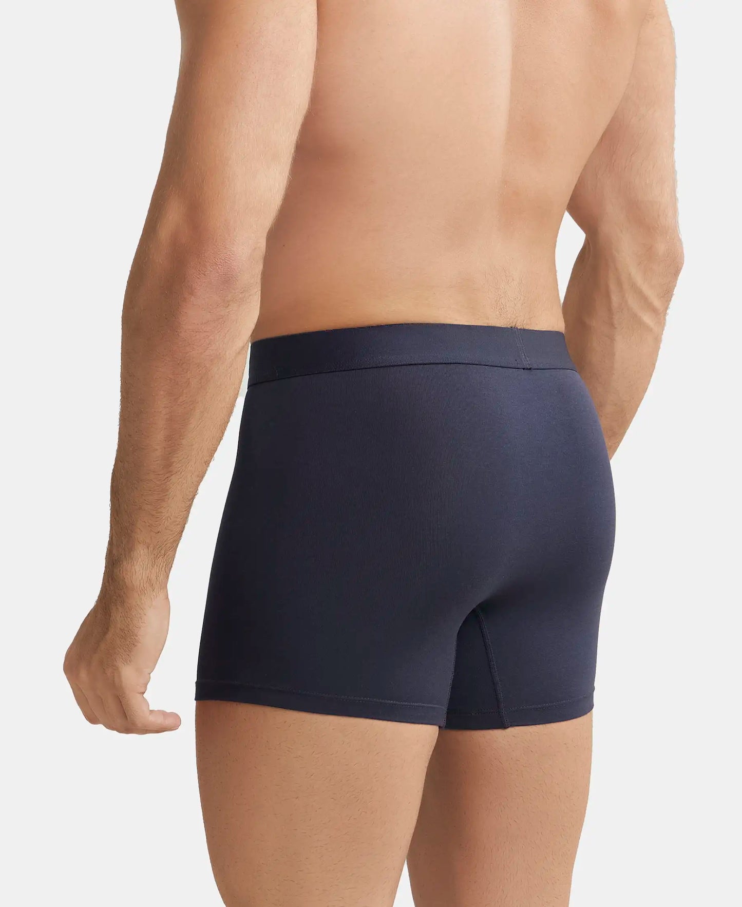 Tencel Micro Modal Cotton Elastane Stretch Solid Boxer Brief with Internal Breathable Mesh - True Navy-3