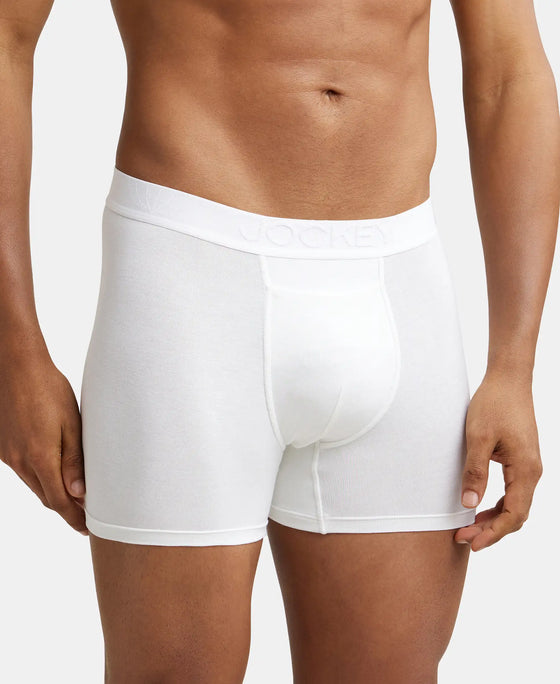 Tencel Micro Modal Cotton Elastane Stretch Solid Boxer Brief with Internal Breathable Mesh - White-2