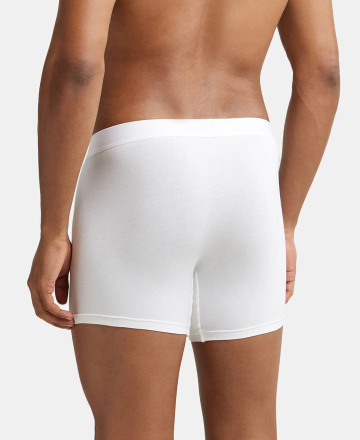 Tencel Micro Modal Cotton Elastane Stretch Solid Boxer Brief with Internal Breathable Mesh - White-3