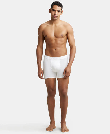 Tencel Micro Modal Cotton Elastane Stretch Solid Boxer Brief with Internal Breathable Mesh - White-4