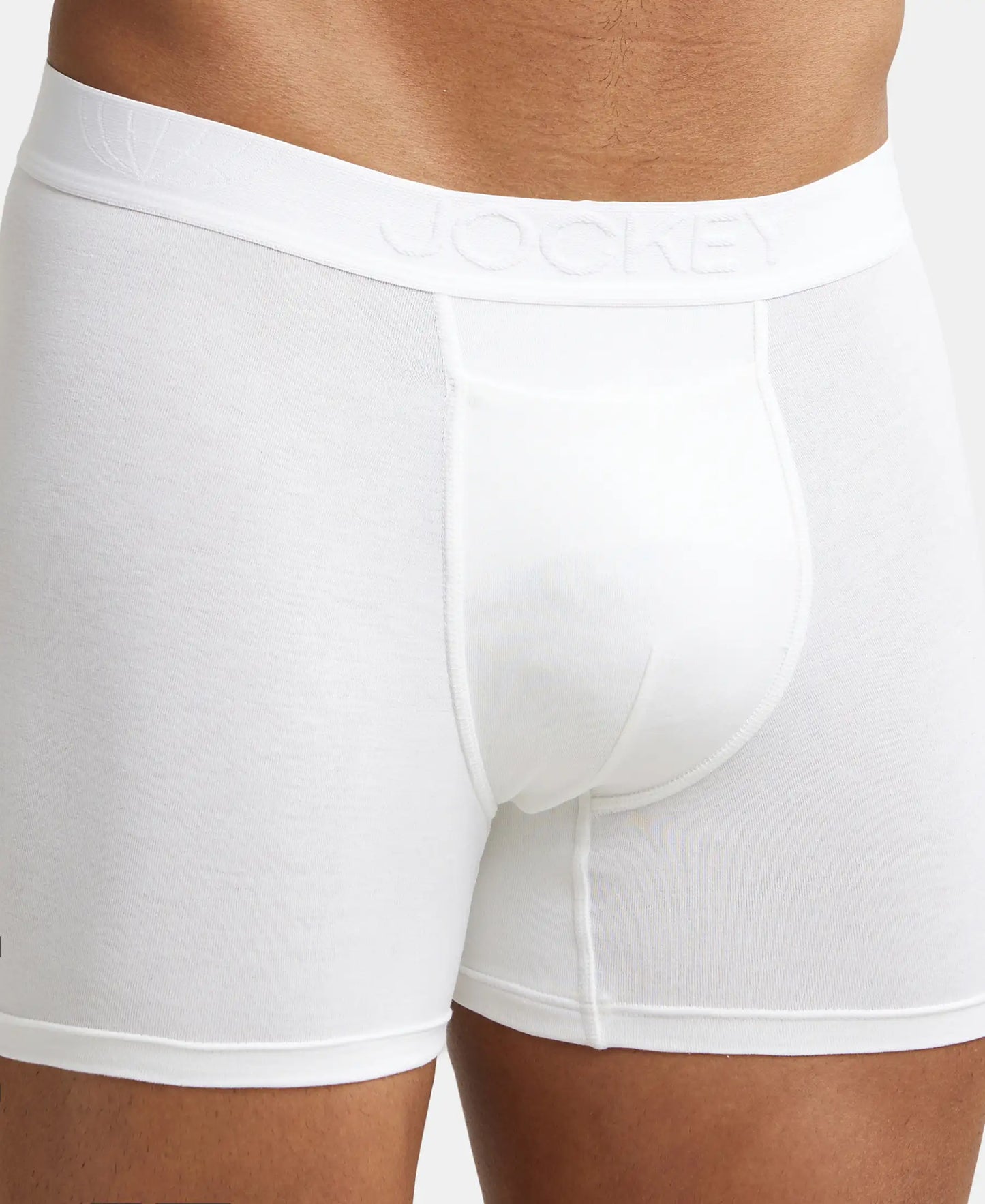 Tencel Micro Modal Cotton Elastane Stretch Solid Boxer Brief with Internal Breathable Mesh - White-7