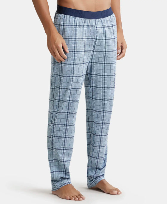 Tencel Micro Modal Cotton Elastane Stretch Regular Fit Pyjama with Side Pockets - Light Blue Des1-2