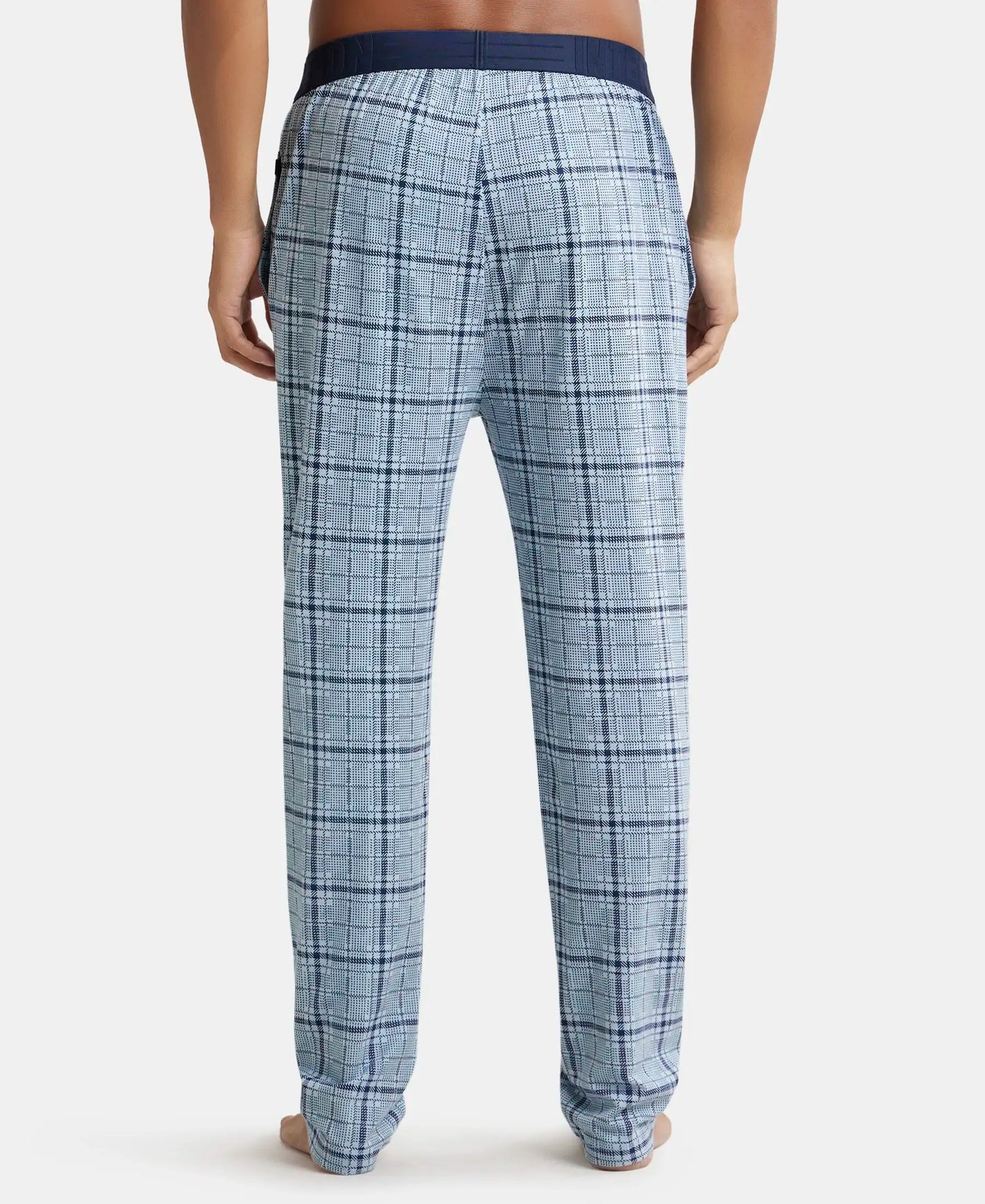 Tencel Micro Modal Cotton Elastane Stretch Regular Fit Pyjama with Side Pockets - Light Blue Des1-3