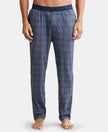 Tencel Micro Modal Cotton Elastane Stretch Regular Fit Pyjama with Side Pockets - Mid Blue Des1-1