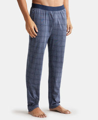 Tencel Micro Modal Cotton Elastane Stretch Regular Fit Pyjama with Side Pockets - Mid Blue Des1-2