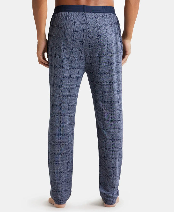 Tencel Micro Modal Cotton Elastane Stretch Regular Fit Pyjama with Side Pockets - Mid Blue Des1-3