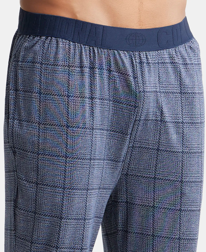 Tencel Micro Modal Cotton Elastane Stretch Regular Fit Pyjama with Side Pockets - Mid Blue Des1-6