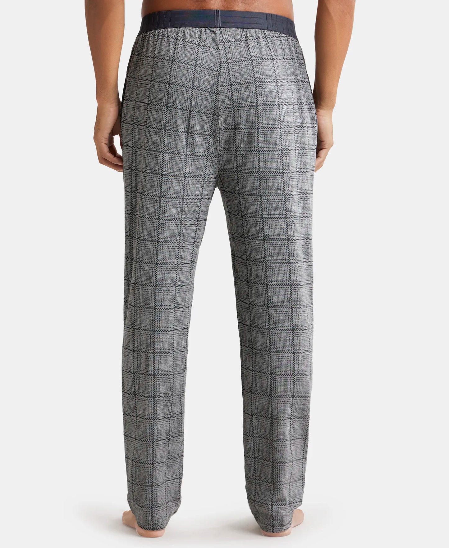 Tencel Micro Modal Cotton Elastane Stretch Regular Fit Pyjama with Side Pockets - Mid Grey Des1-3