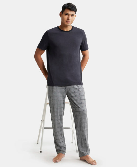 Tencel Micro Modal Cotton Elastane Stretch Regular Fit Pyjama with Side Pockets - Mid Grey Des1-6