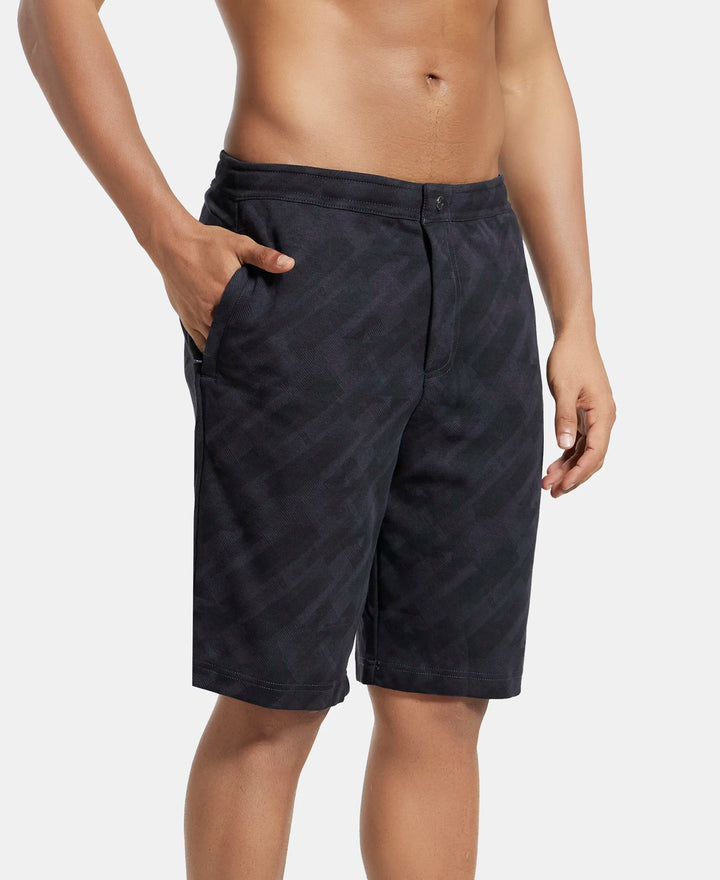 Super Combed Cotton Rich Straight Fit Shorts with Side Pockets - Graphite Printed-2