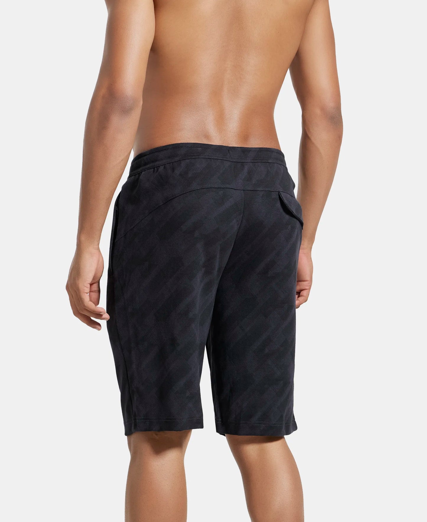 Super Combed Cotton Rich Straight Fit Shorts with Side Pockets - Graphite Printed-3