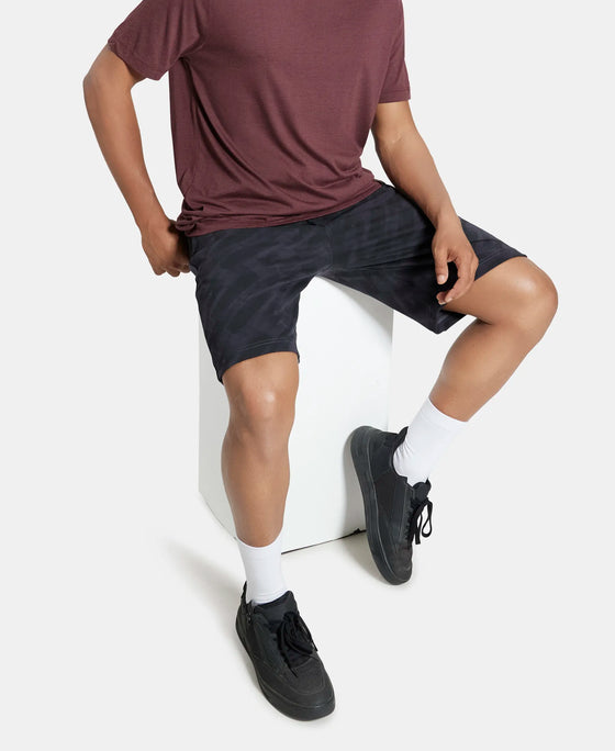 Super Combed Cotton Rich Straight Fit Shorts with Side Pockets - Graphite Printed-5