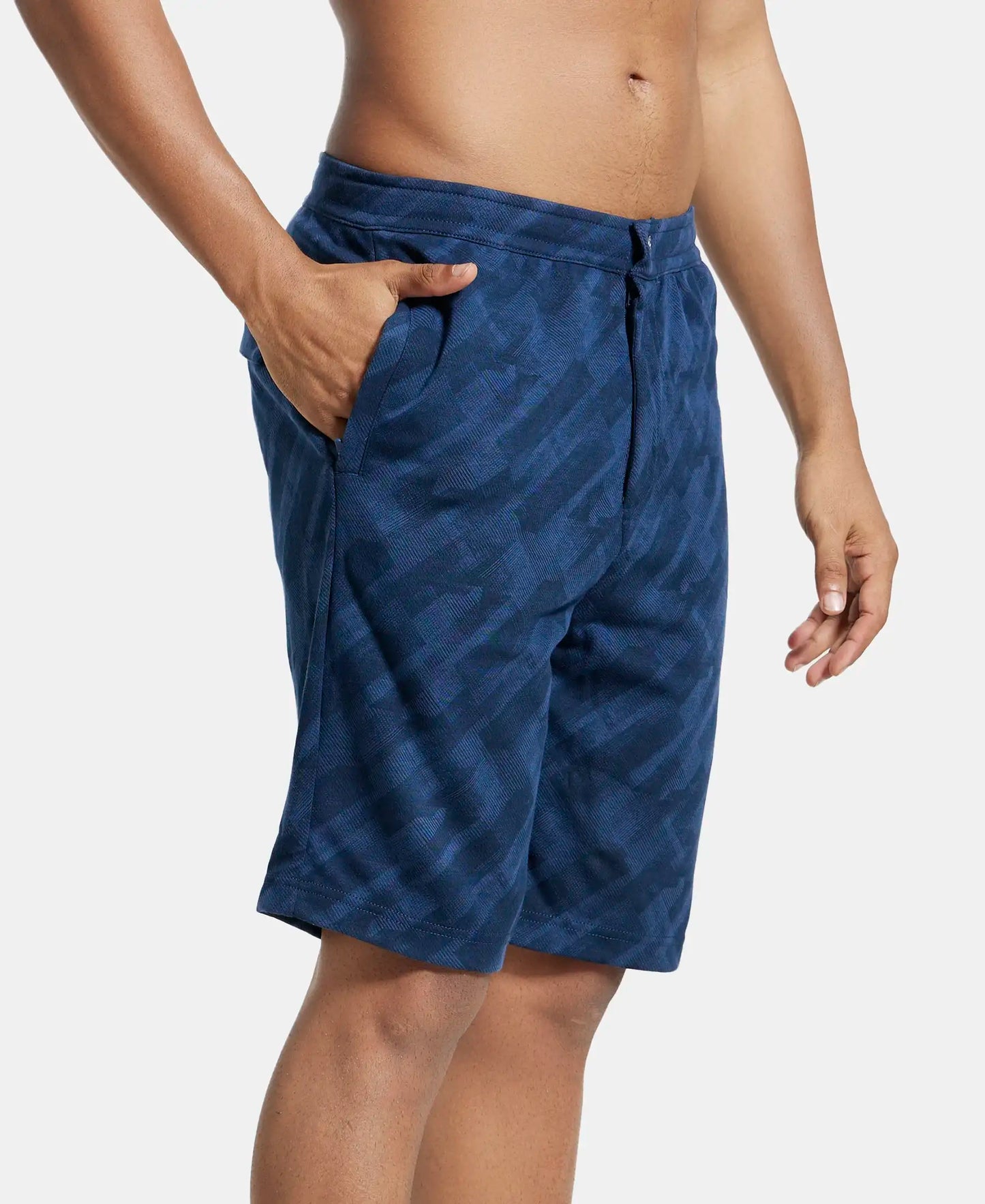 Super Combed Cotton Rich Straight Fit Shorts with Side Pockets - Insignia Blue Printed-2