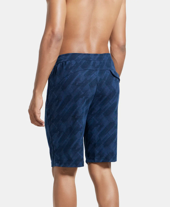 Super Combed Cotton Rich Straight Fit Shorts with Side Pockets - Insignia Blue Printed-3