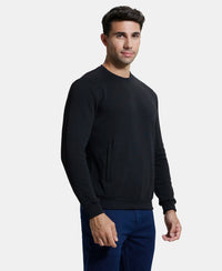 Super Combed Cotton Rich Plated Sweatshirt with Zipper Pockets - Black-2