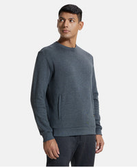 Super Combed Cotton Rich Plated Sweatshirt with Zipper Pockets - Charcoal Melange-2
