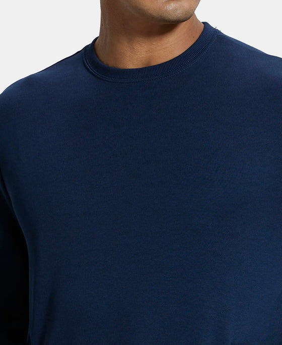 Super Combed Cotton Rich Plated Sweatshirt with Zipper Pockets - Navy-6