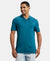 Tencel Micro Modal and Cotton Blend Printed Half Sleeve Polo T-Shirt - Blue Coral-1