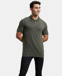 Tencel Micro Modal and Cotton Blend Printed Half Sleeve Polo T-Shirt - Deep Olive-6