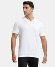 Tencel Micro Modal and Cotton Blend Printed Half Sleeve Polo T-Shirt - White-1