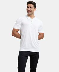 Tencel Micro Modal and Cotton Blend Printed Half Sleeve Polo T-Shirt - White-6