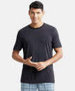 Tencel Micro Modal And Combed Cotton Blend Round Neck Half Sleeve T-Shirt - Black & Graphite-1