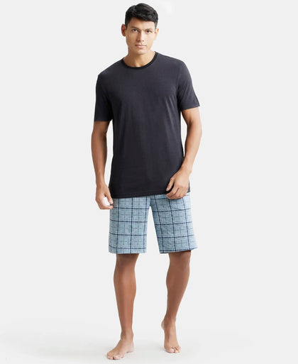 Tencel Micro Modal And Combed Cotton Blend Round Neck Half Sleeve T-Shirt - Black & Graphite-4