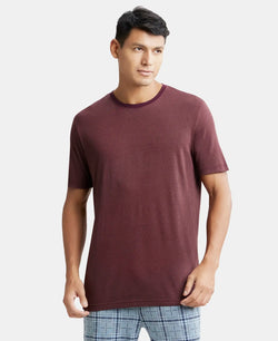 Tencel Micro Modal And Combed Cotton Blend Round Neck Half Sleeve T-Shirt - Wine tasting & Maroon-1