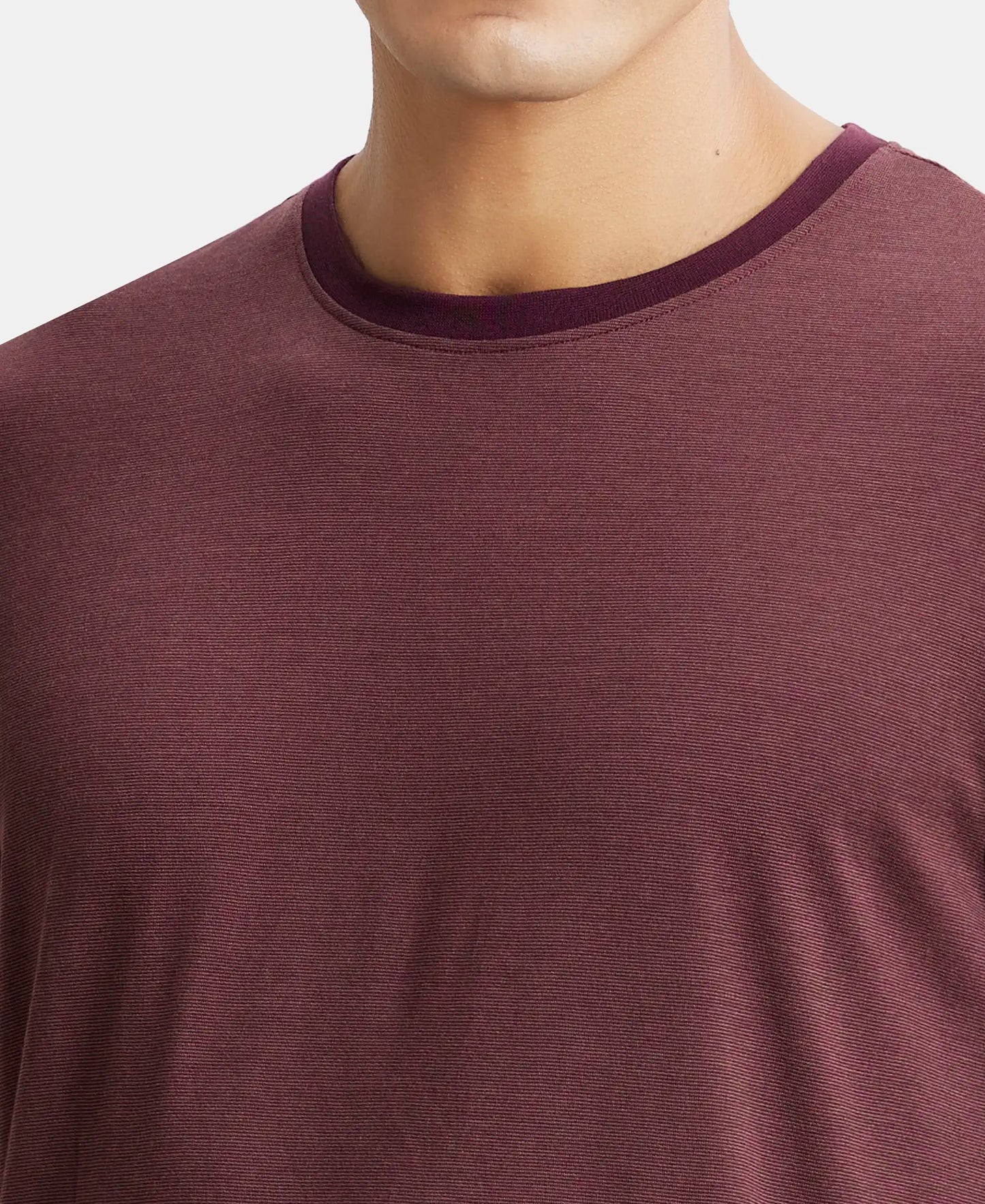 Tencel Micro Modal And Combed Cotton Blend Round Neck Half Sleeve T-Shirt - Wine tasting & Maroon-6