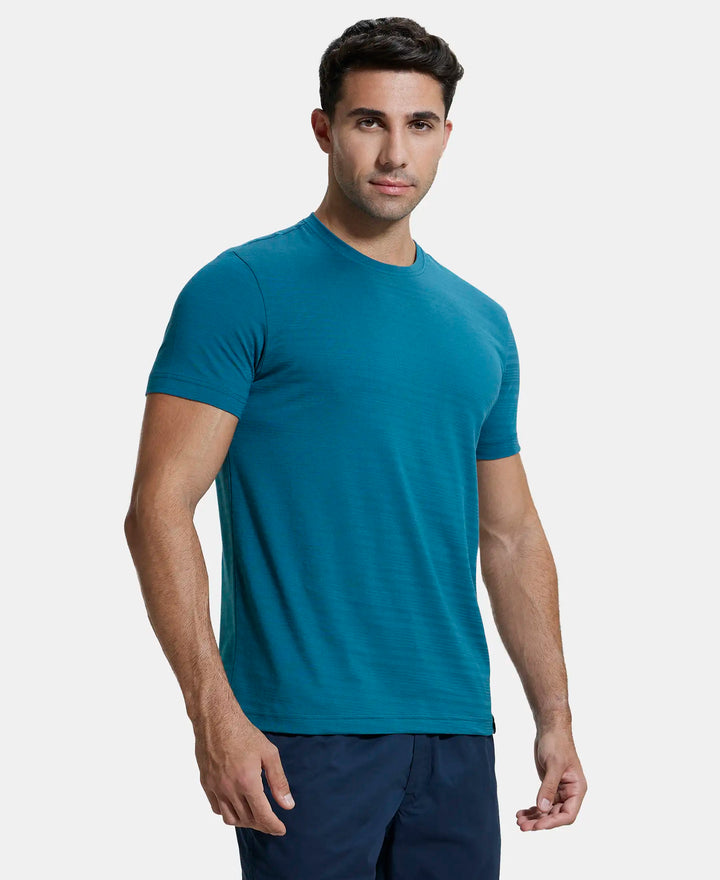 Super Combed Supima Cotton Round Neck Half Sleeve T-Shirt - Blue Coral-2