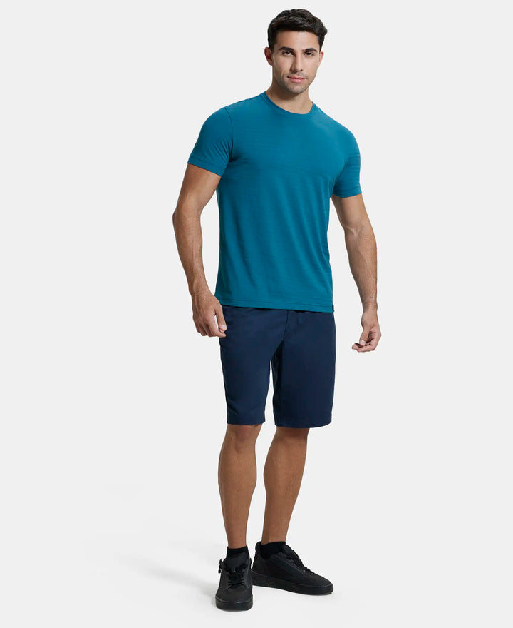 Super Combed Supima Cotton Round Neck Half Sleeve T-Shirt - Blue Coral-4