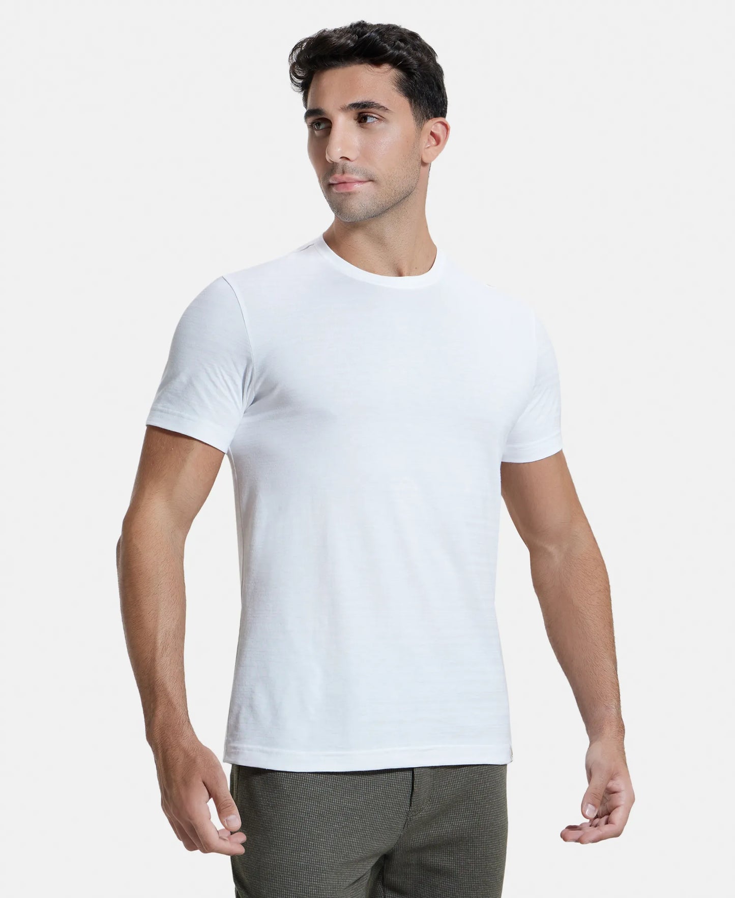 Super Combed Supima Cotton Round Neck Half Sleeve T-Shirt - White-2