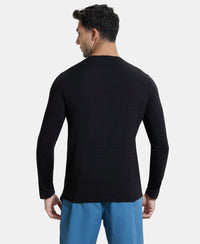Super Combed Supima Cotton Solid Round Neck Full Sleeve T-Shirt - Black-3