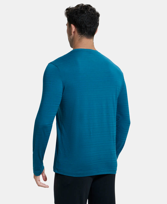 Super Combed Supima Cotton Solid Round Neck Full Sleeve T-Shirt - Blue Coral-3