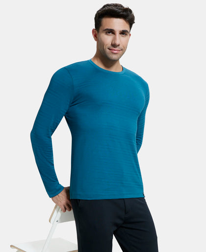 Super Combed Supima Cotton Solid Round Neck Full Sleeve T-Shirt - Blue Coral-5