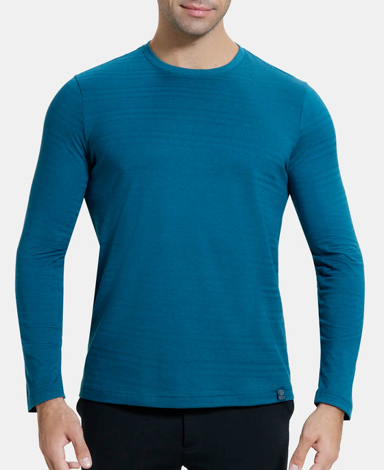 Super Combed Supima Cotton Solid Round Neck Full Sleeve T-Shirt - Blue Coral-7