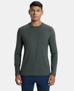Super Combed Supima Cotton Solid Round Neck Full Sleeve T-Shirt - Deep Olive-1
