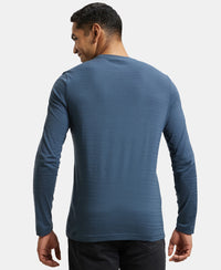 Super Combed Supima Cotton Solid Round Neck Full Sleeve T-Shirt - Mid Night Navy-3