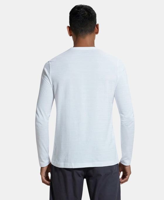 Super Combed Supima Cotton Solid Round Neck Full Sleeve T-Shirt - White-3