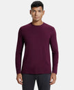 Super Combed Supima Cotton Solid Round Neck Full Sleeve T-Shirt - Wine Tasting-1