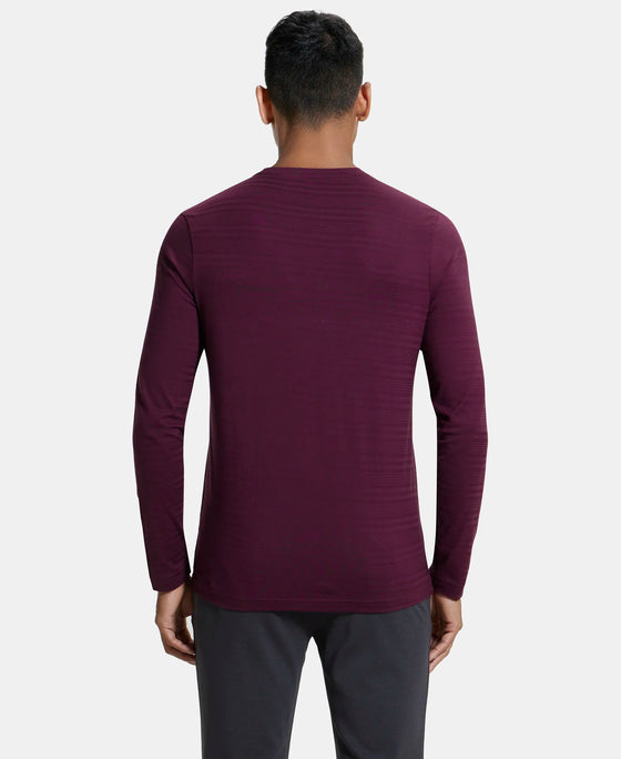 Super Combed Supima Cotton Solid Round Neck Full Sleeve T-Shirt - Wine Tasting-3