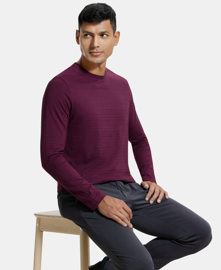 Super Combed Supima Cotton Solid Round Neck Full Sleeve T-Shirt - Wine Tasting-5