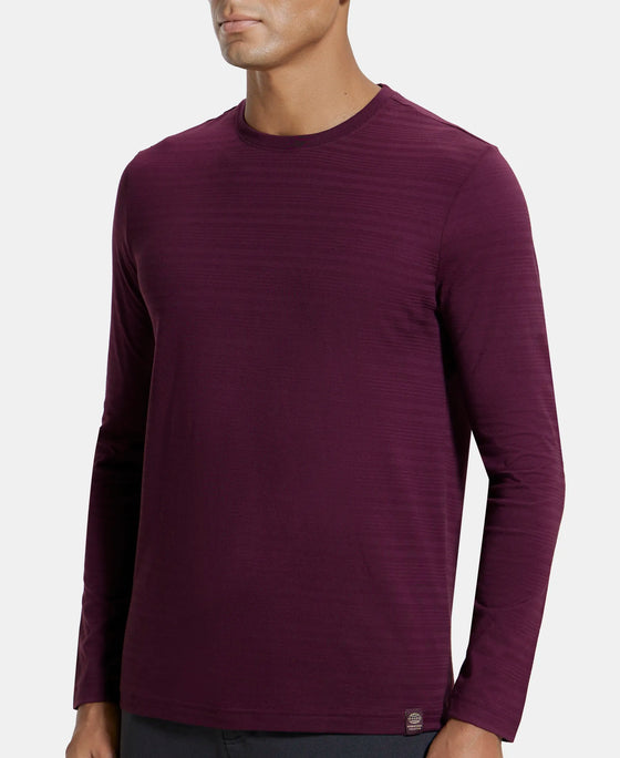 Super Combed Supima Cotton Solid Round Neck Full Sleeve T-Shirt - Wine Tasting-7