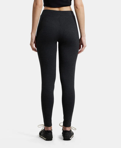 Rayon Nylon Elastane Treggings with Side Zipper Pockets - Black Melange-3