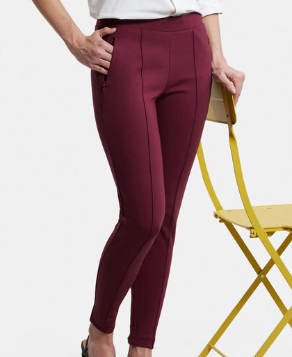 Rayon Nylon Elastane Treggings with Side Zipper Pockets - Fig-5