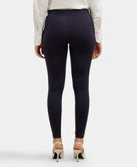 Rayon Nylon Elastane Treggings with Side Zipper Pockets - Navy Blazer-3