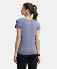 Micro Modal Elastane Relaxed Fit Graphic Printed Round Neck Half Sleeve T-Shirt - Country Blue-3