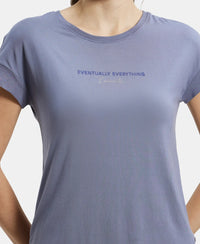 Micro Modal Elastane Relaxed Fit Graphic Printed Round Neck Half Sleeve T-Shirt - Country Blue-6
