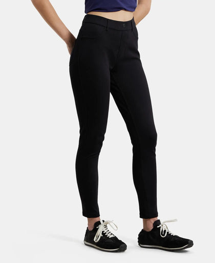Super Combed Cotton Rich Elastane Slim Fit Jeggings With Pockets - Black-2